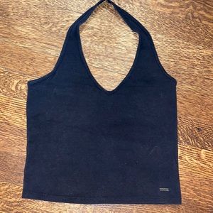 Black halter neck top